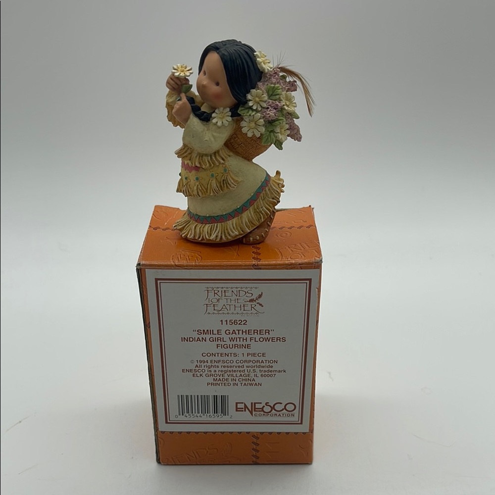 Enesco Friends of the Feather Indian Girl with Flowers Figurine
